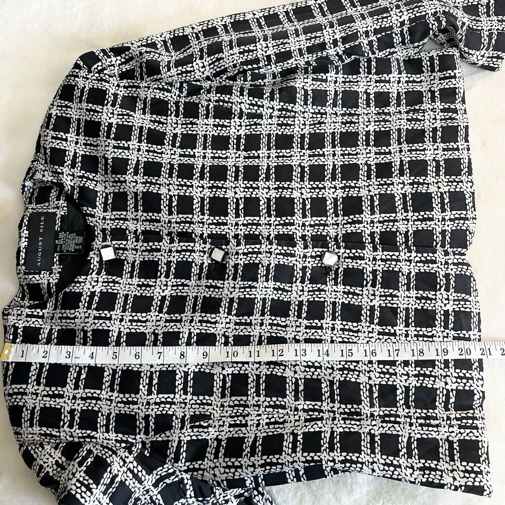 August Silk Vintage 100% Silk Blazer Black & White Women’s M - Picture 8 of 9